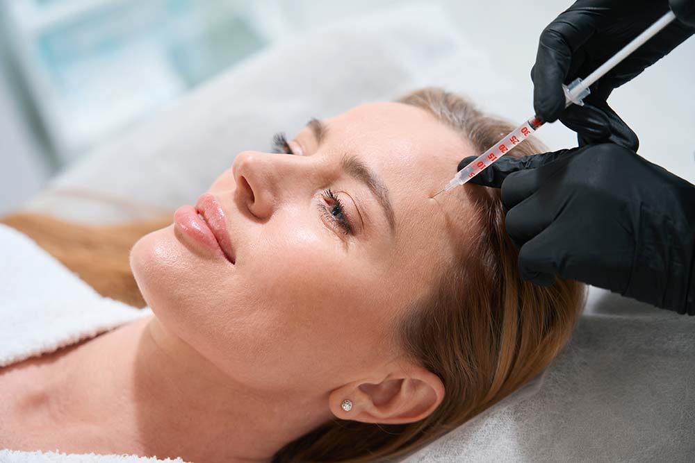 beautiful female on an injection procedure
