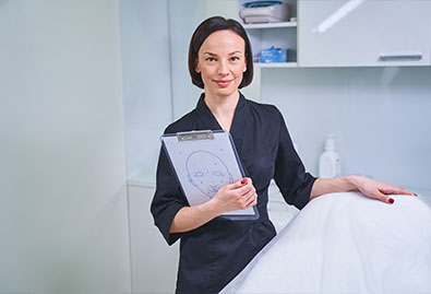you are welcome pretty cosmetologist keeping smile her face while looking